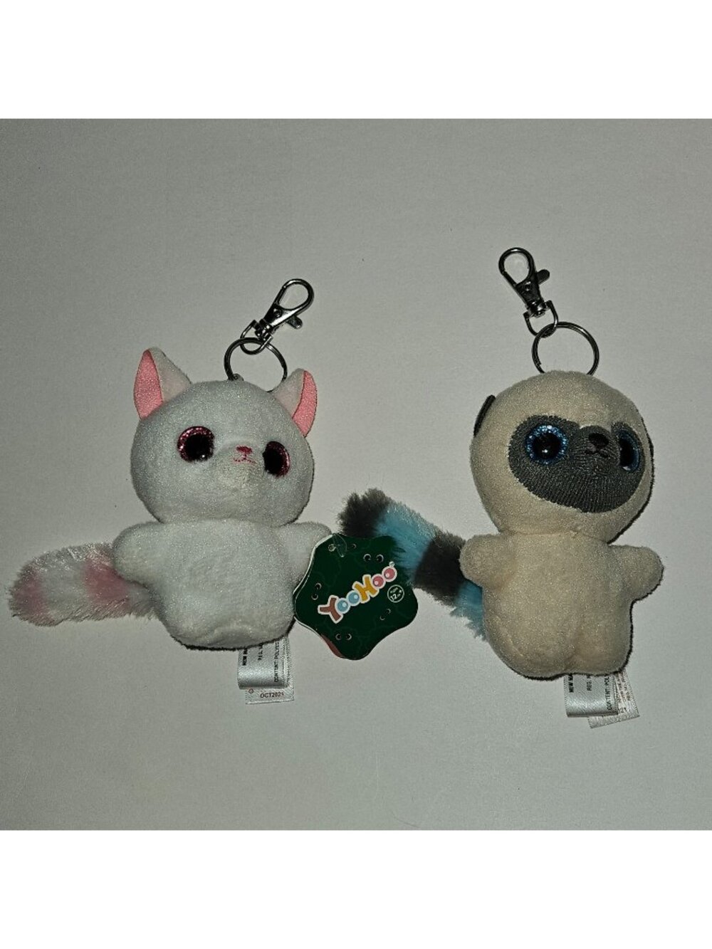 2 YooHoo Bush Baby Pammee Fox Plush Lot Metal Clip Small Backpack Keychain READ
